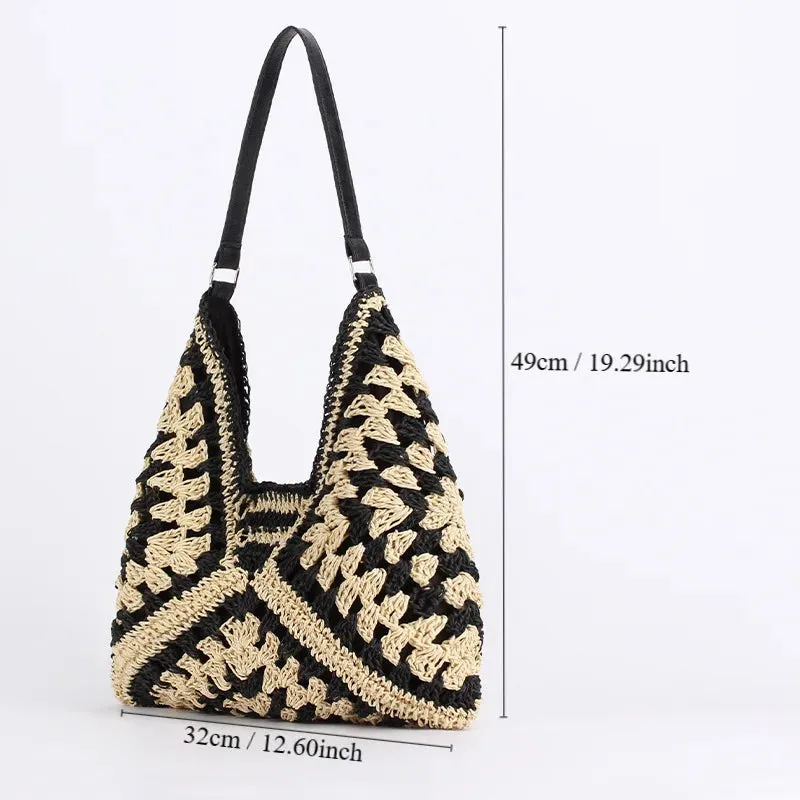 Vintage Straw Tote Bag for Women