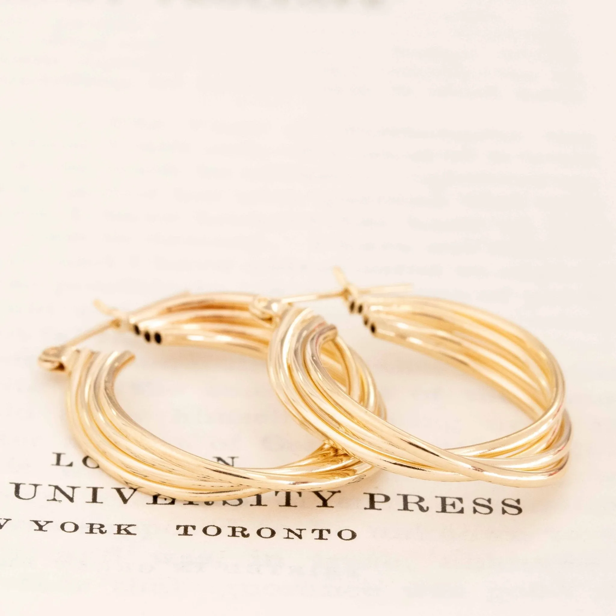 Vintage Triple Row Hoop Earrings