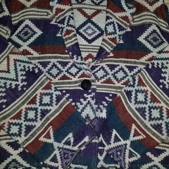 Vintage Western Tapestry Cropped Blazer Jacket