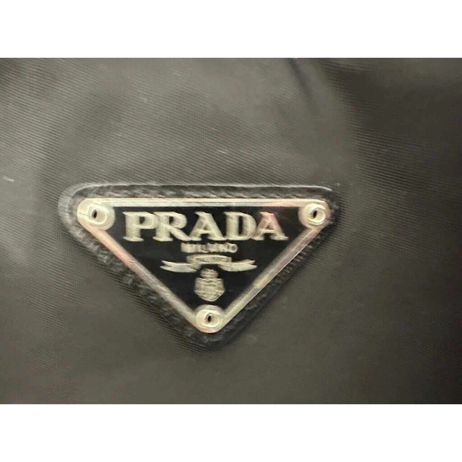 VTG Prada Tessuto Business Bag Black NYLON PRADA LOGO 25 Authentic 14" LARGE