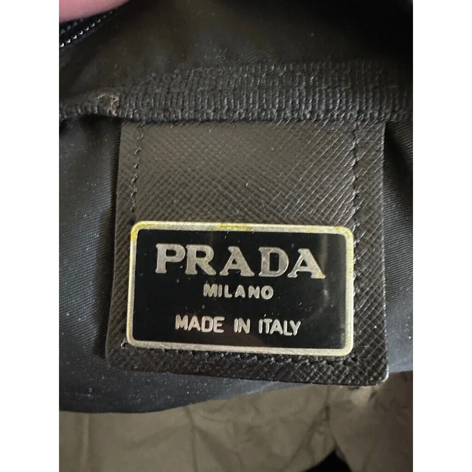 VTG Prada Tessuto Business Bag Black NYLON PRADA LOGO 25 Authentic 14" LARGE