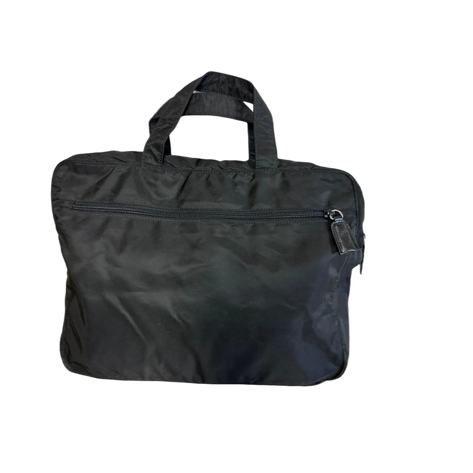 VTG Prada Tessuto Business Bag Black NYLON PRADA LOGO 25 Authentic 14" LARGE