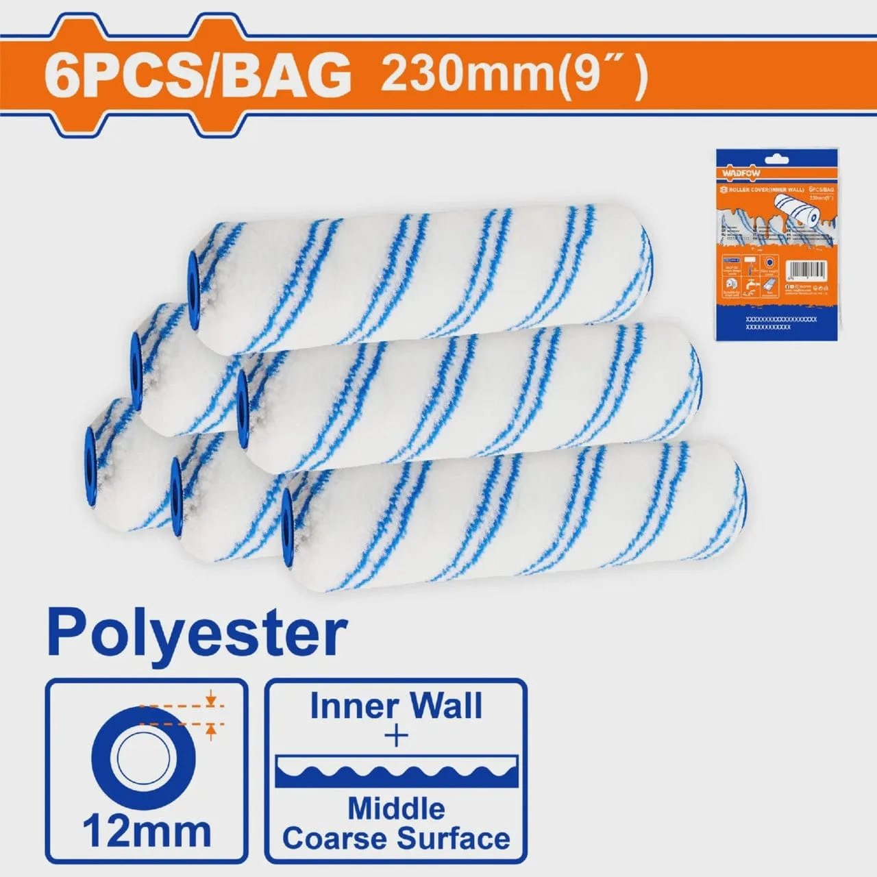 Wadfow 6 Pieces 9" Roller Cover (Inner Wall) Set - WCB4996