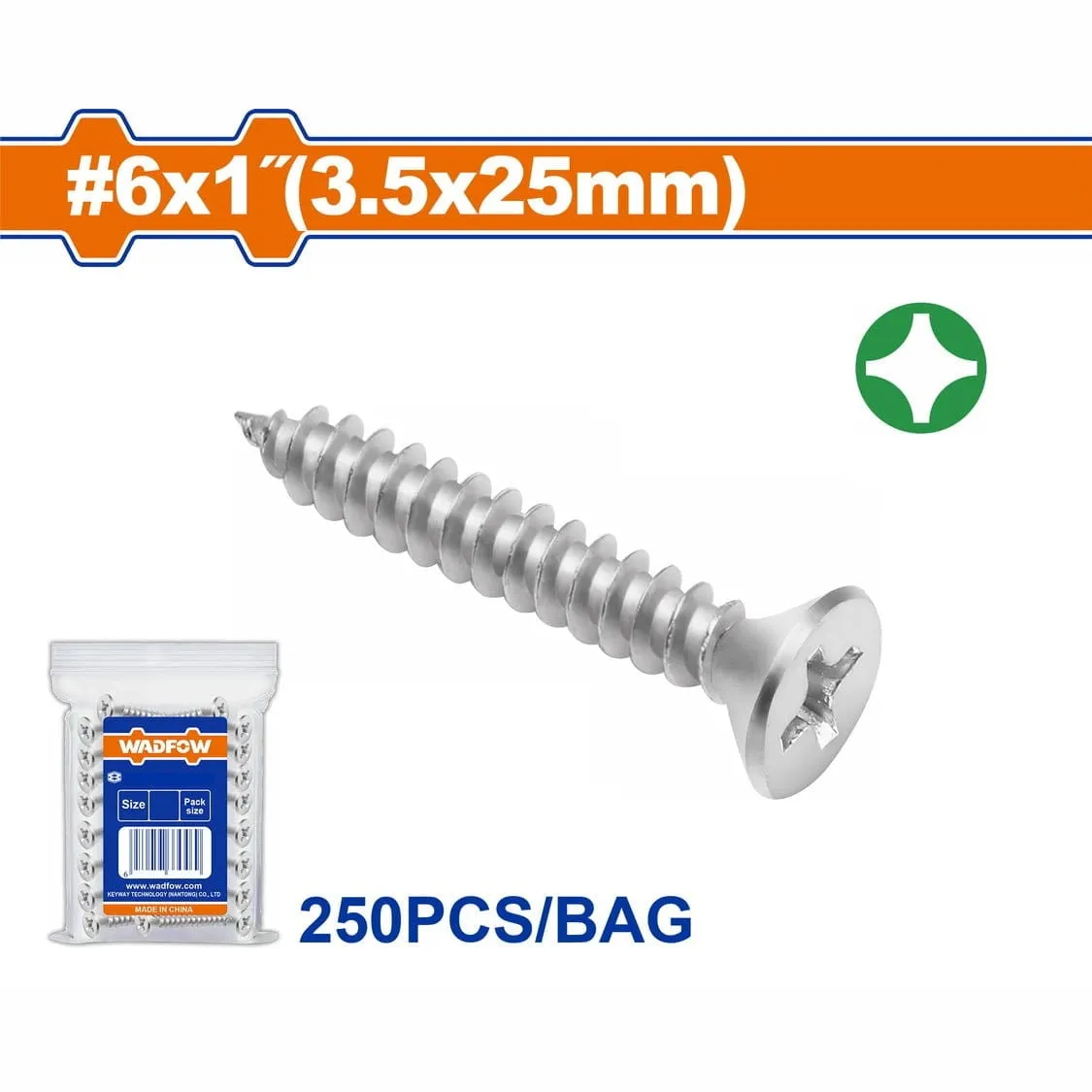 Wadfow Countersunk Head Selftapping Screw 3.5x25mm - WXSC914