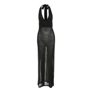 Waist-Tight Backless Solid Color Dress - Slim Fit Elegant Evening Wear