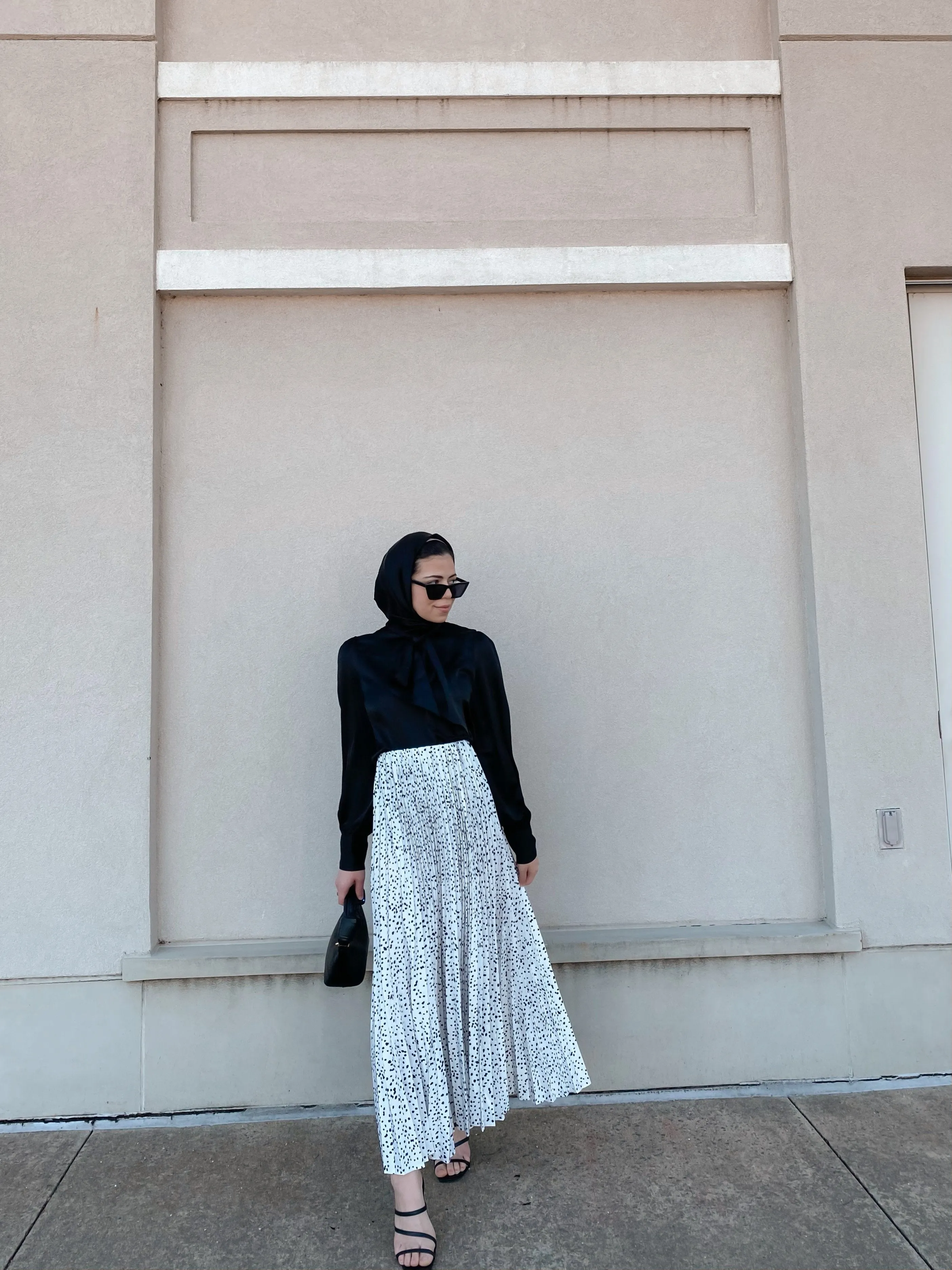 Waldorf Satin Pleated Maxi Skirt - Polka Dot