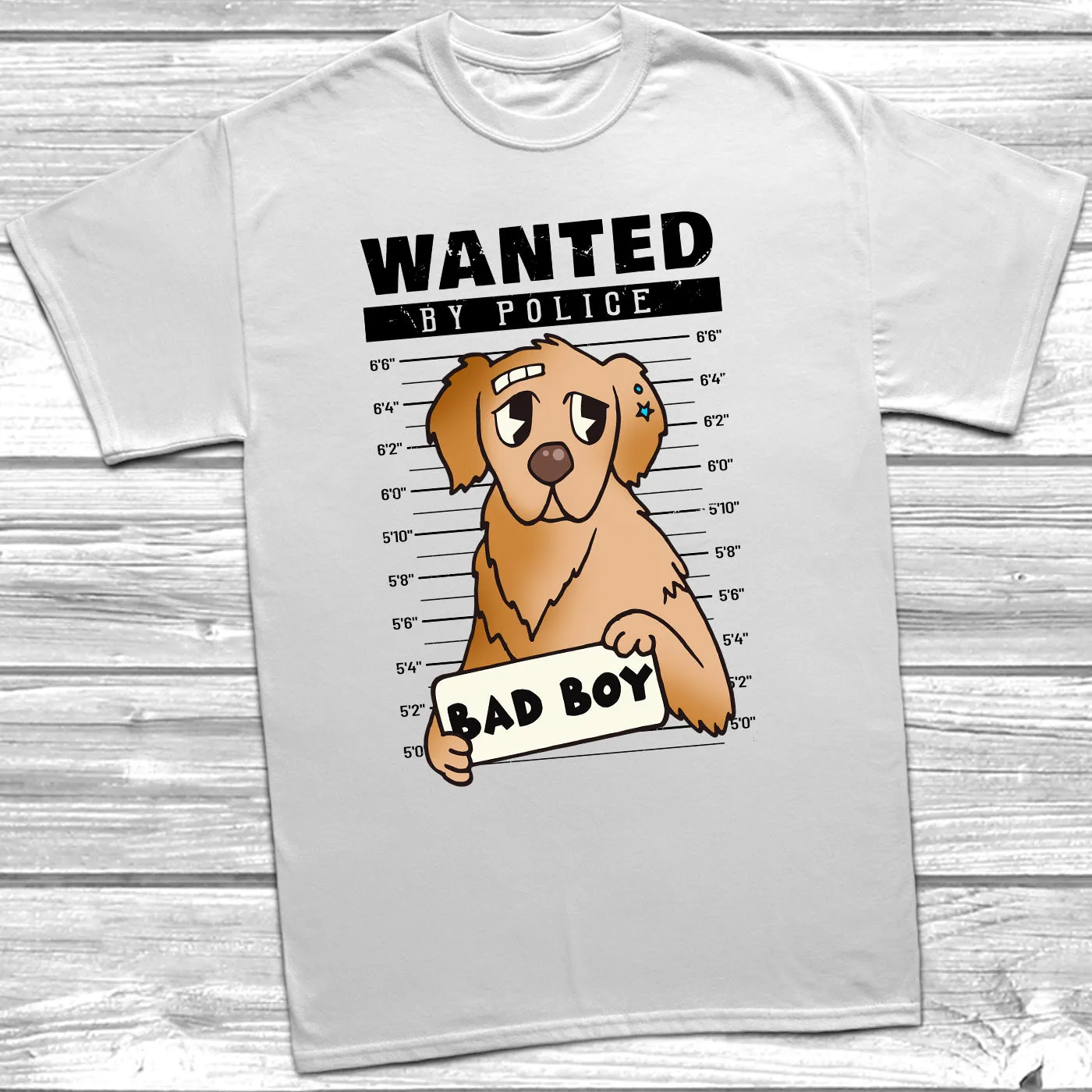 Wanted Golden Retriever Bad Boy T-Shirt
