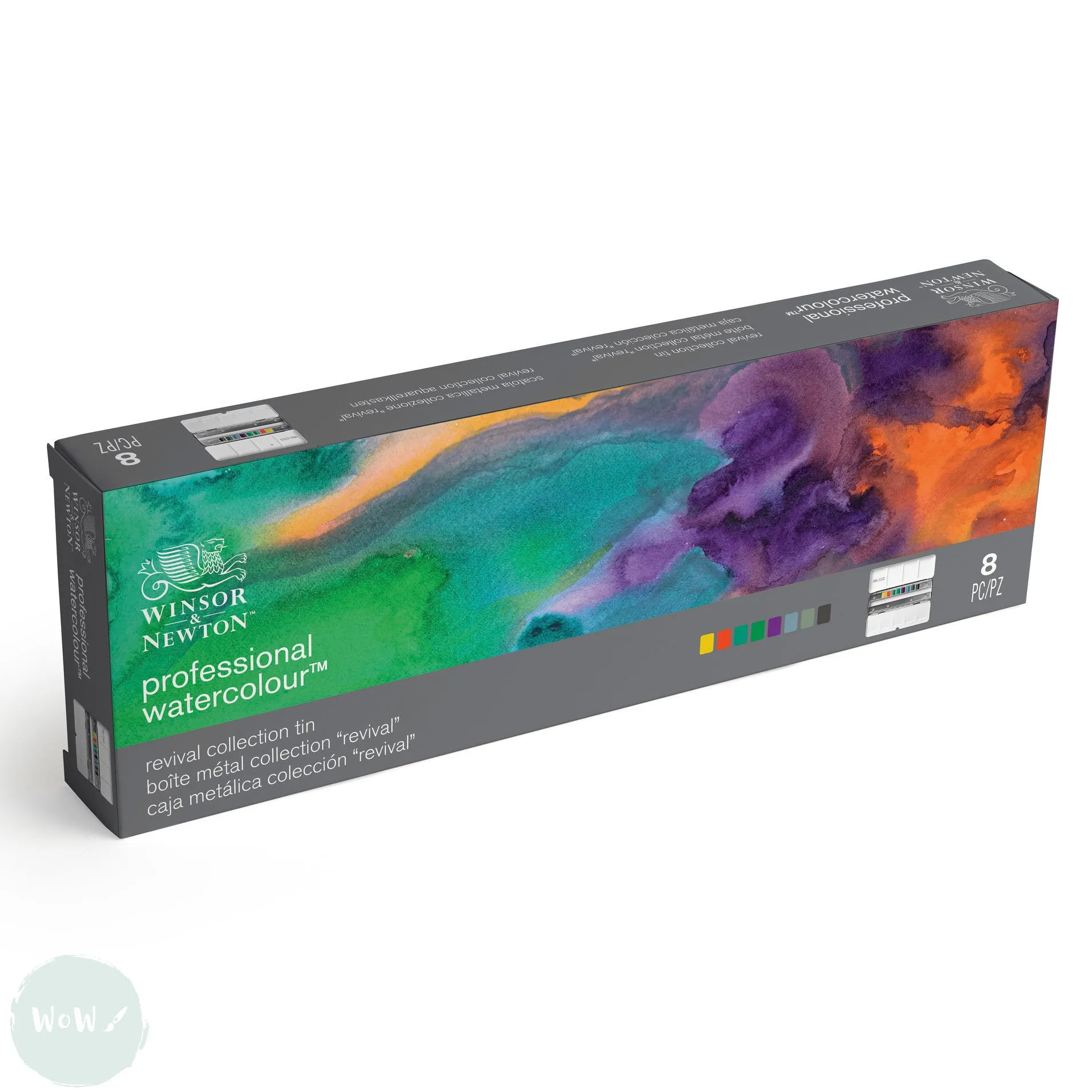 Watercolour Paint Sets - Winsor & Newton PROFESSIONAL - REVIVAL COLLECTION TIN - 8 Half Pans