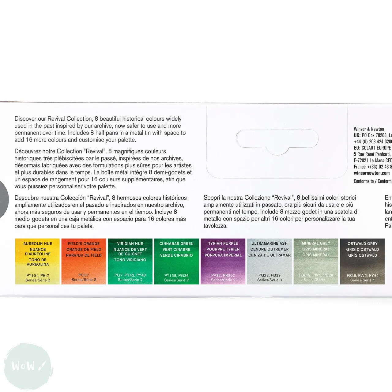 Watercolour Paint Sets - Winsor & Newton PROFESSIONAL - REVIVAL COLLECTION TIN - 8 Half Pans
