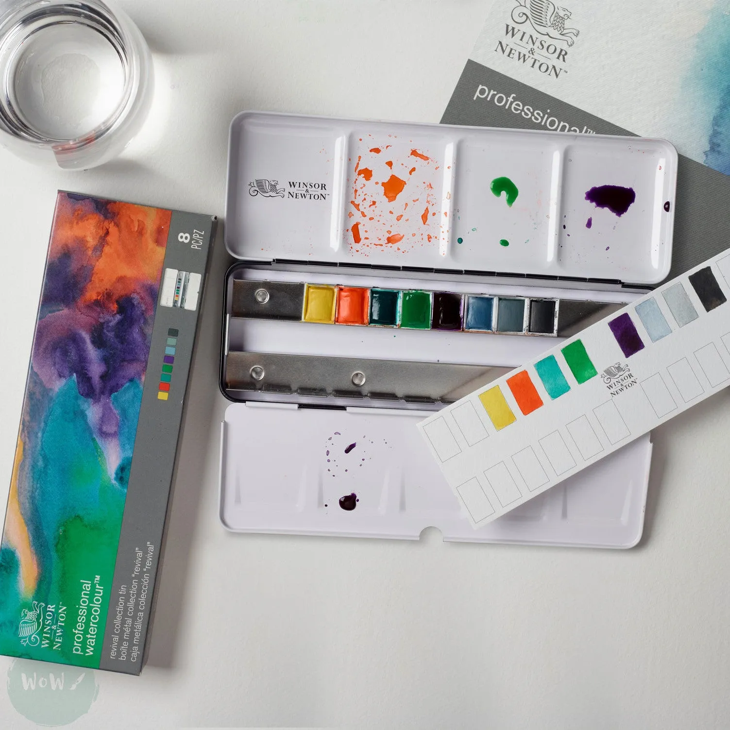 Watercolour Paint Sets - Winsor & Newton PROFESSIONAL - REVIVAL COLLECTION TIN - 8 Half Pans