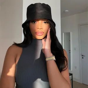 Wavymy Bucket Hat Wigs Straight Human Hair Wigs With Natural Color