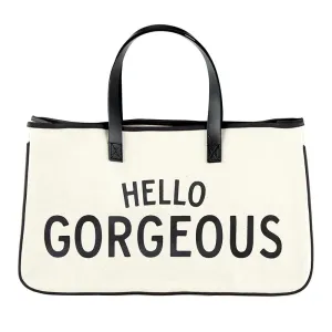 White Canvas Tote - "Hello Gorgeous"