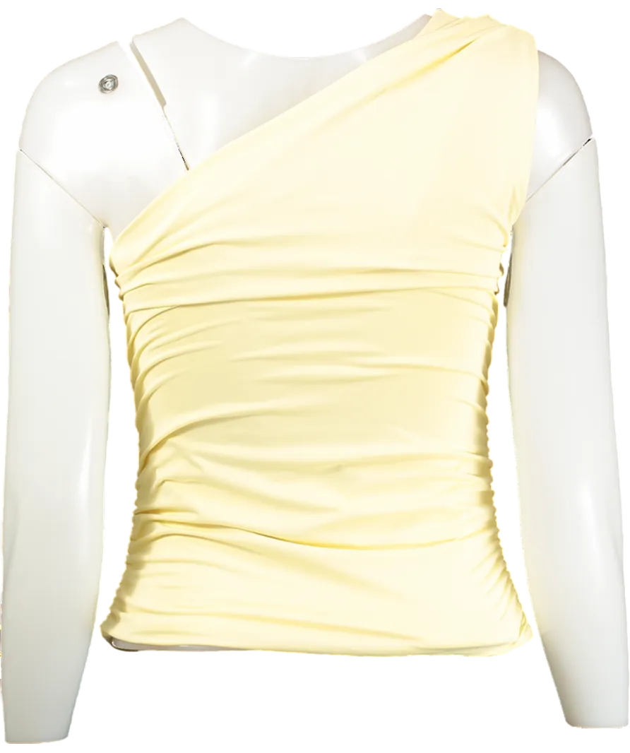 White Fox Yellow Lace Of Love One Shoulder Top UK M