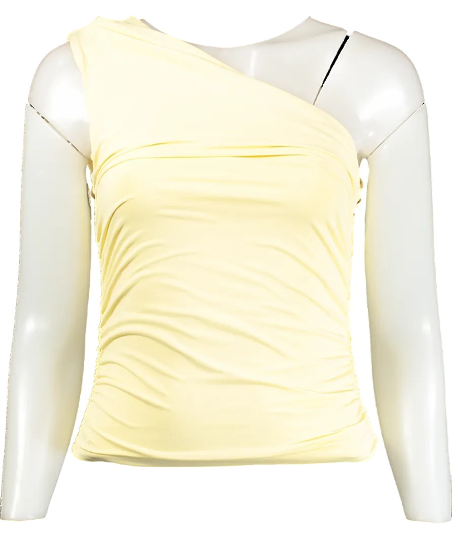 White Fox Yellow Lace Of Love One Shoulder Top UK M