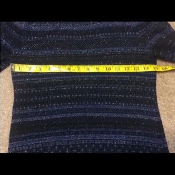 White House Black Market Dark Blue And Silver Metallic Thread Sweater Dress