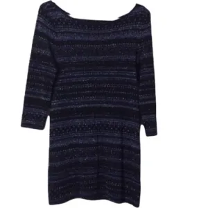 White House Black Market Dark Blue And Silver Metallic Thread Sweater Dress