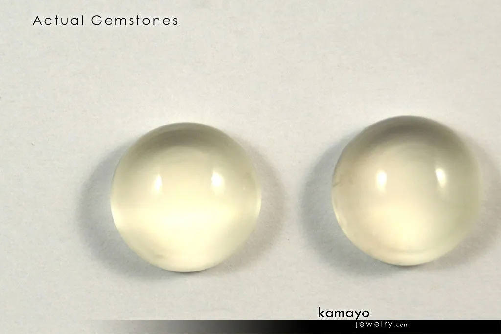 WHITE MOONSTONE GEMSTONES - Pair of 10mm Round Loose Stones for Earrings