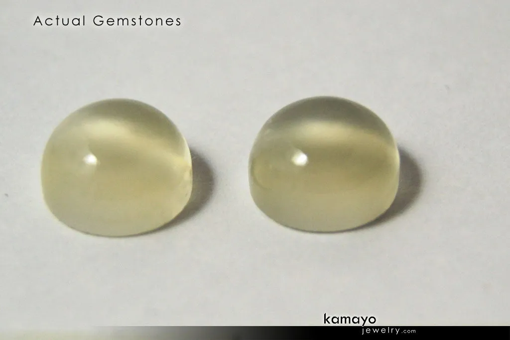 WHITE MOONSTONE GEMSTONES - Pair of 10mm Round Loose Stones for Earrings