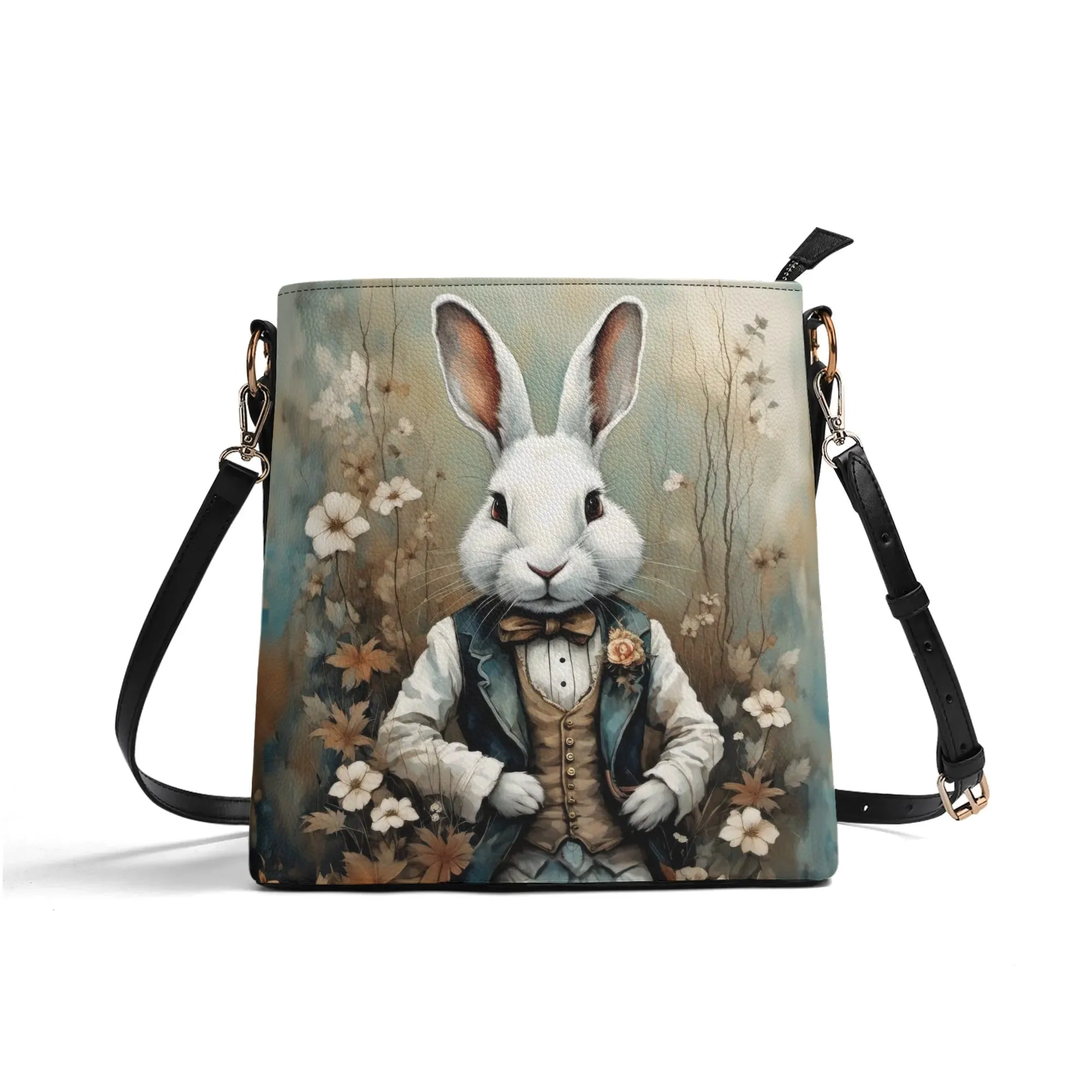 White Rabbit Dark and Whimsical Womens Bucket Bag Shoulder Bag