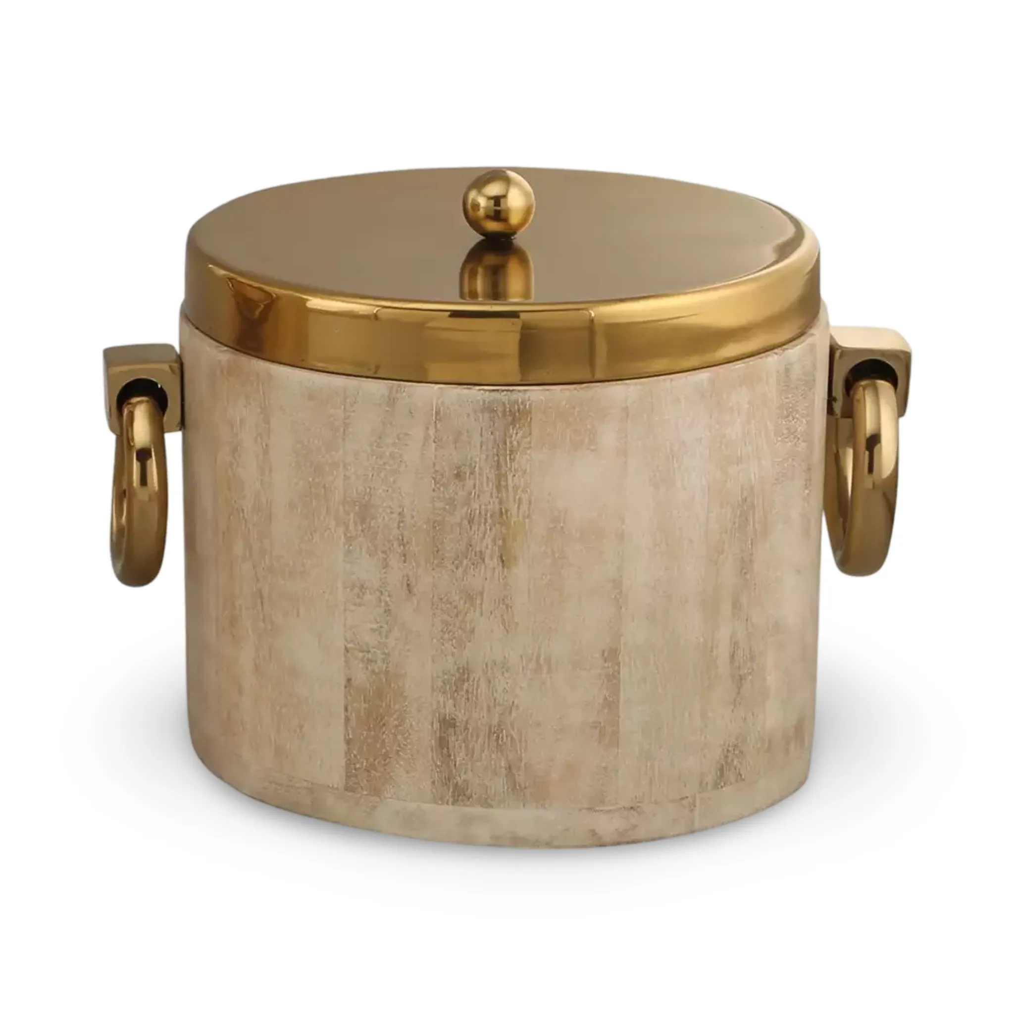 White Wood Ice Bucket with Cover