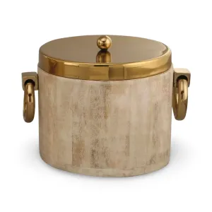 White Wood Ice Bucket with Cover