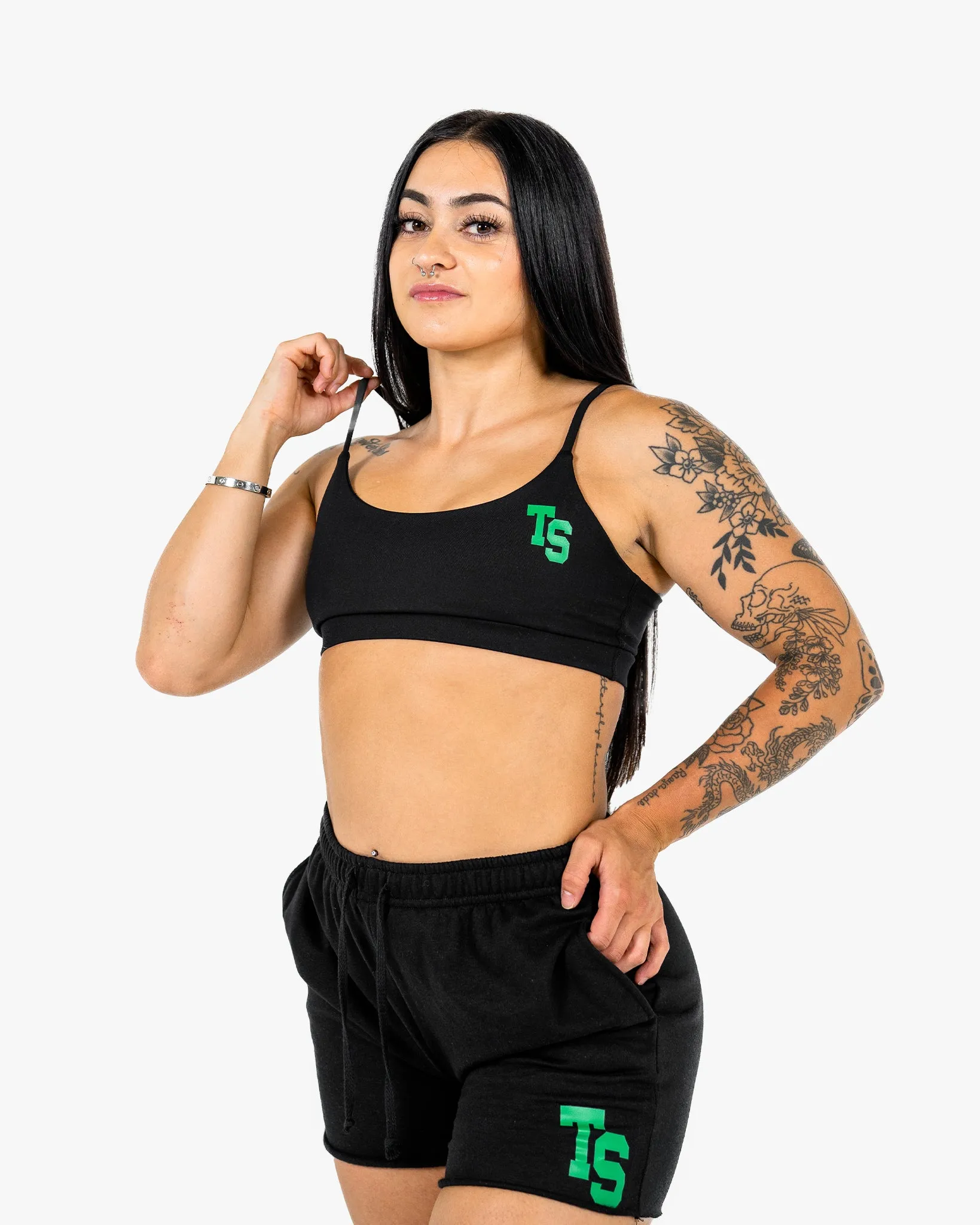 WKND Everyday Bra - Black w/ Green