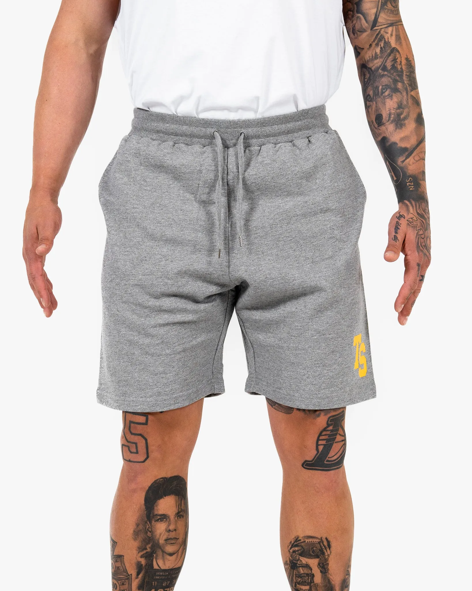 WKND Mens Comfort Shorts - Heather Grey w/ Yellow
