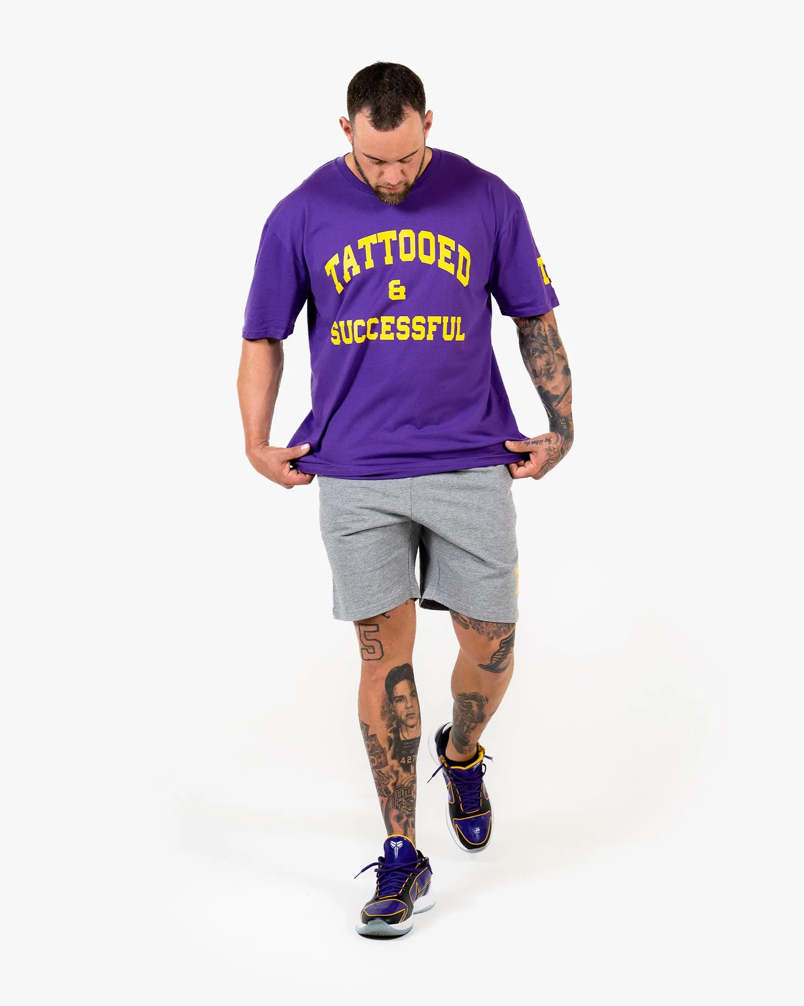 WKND Staple Tee - Purple w/ Yellow