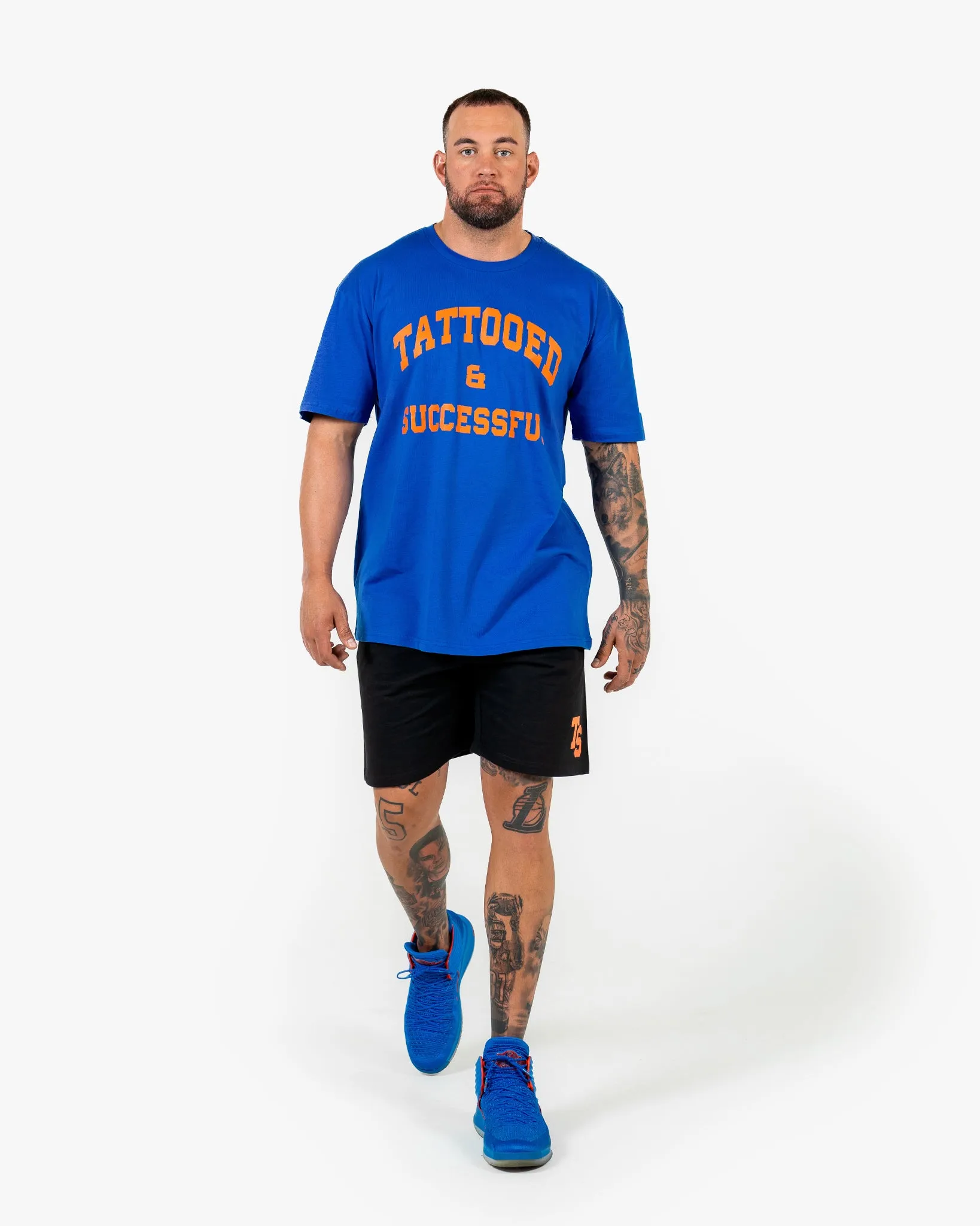 WKND Staple Tee - Royal w/ Orange