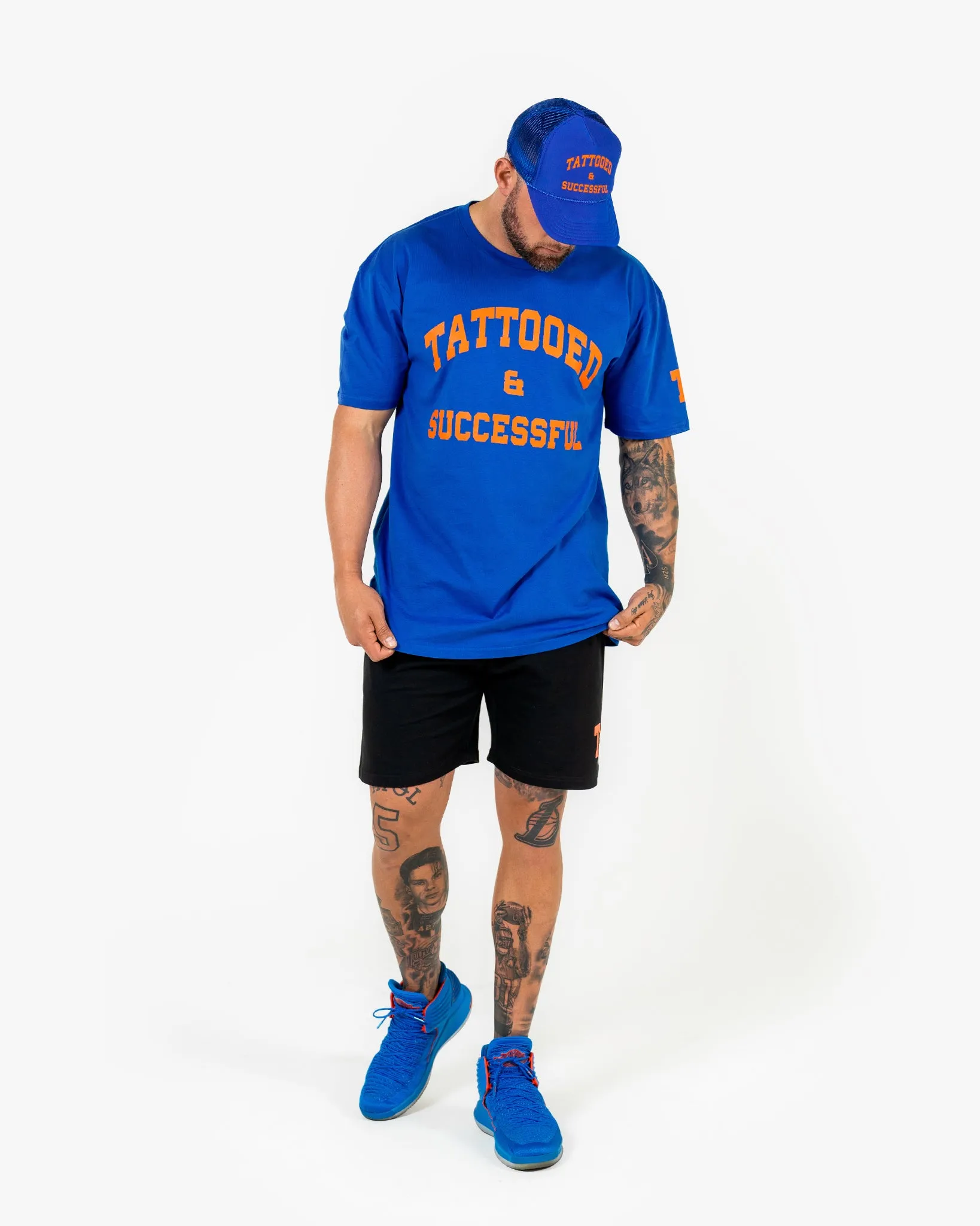 WKND Staple Tee - Royal w/ Orange
