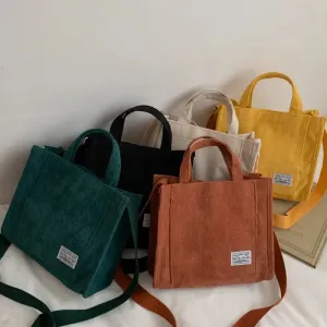 Women’s Corduroy Zipper Shoulder Bag