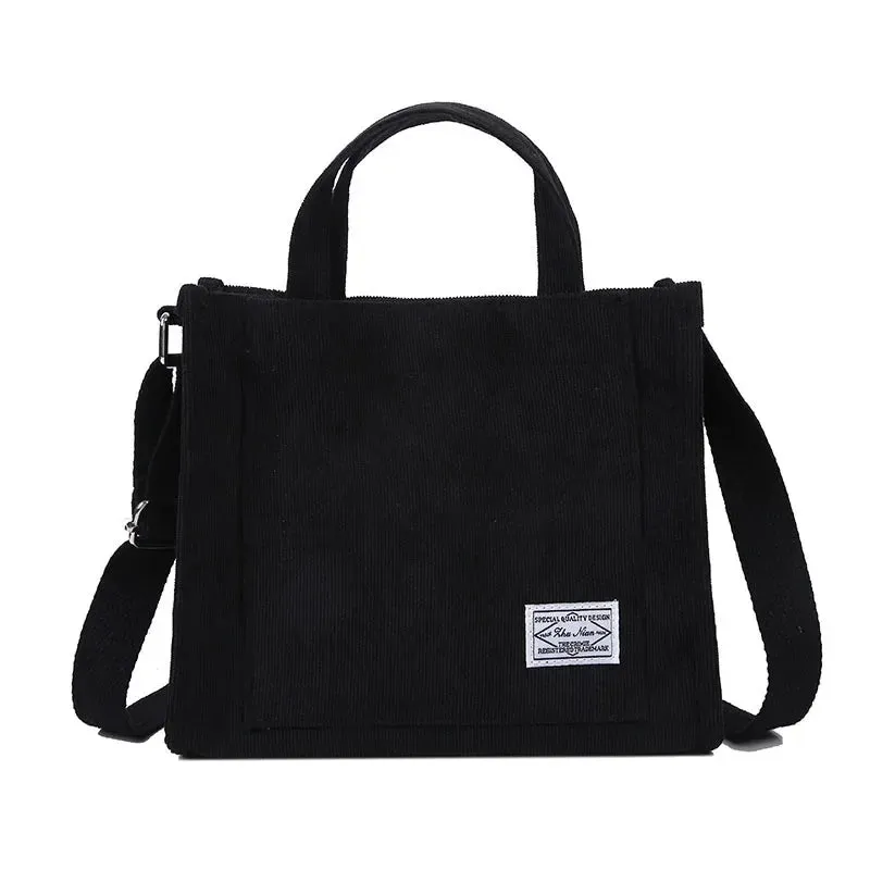 Women’s Corduroy Zipper Shoulder Bag
