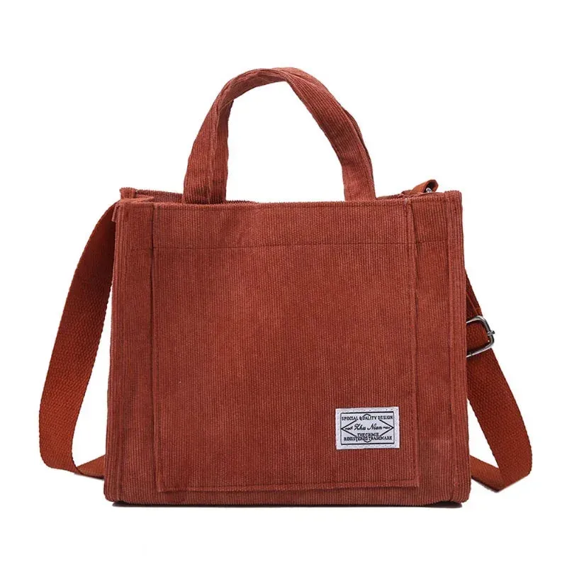 Women’s Corduroy Zipper Shoulder Bag