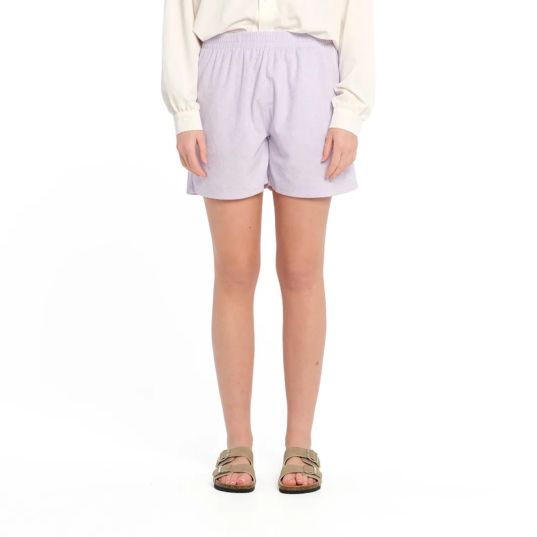 Womens Purple Heather Terry Shorts