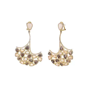 Yellow And Brown Fan Drop Fancy Earring