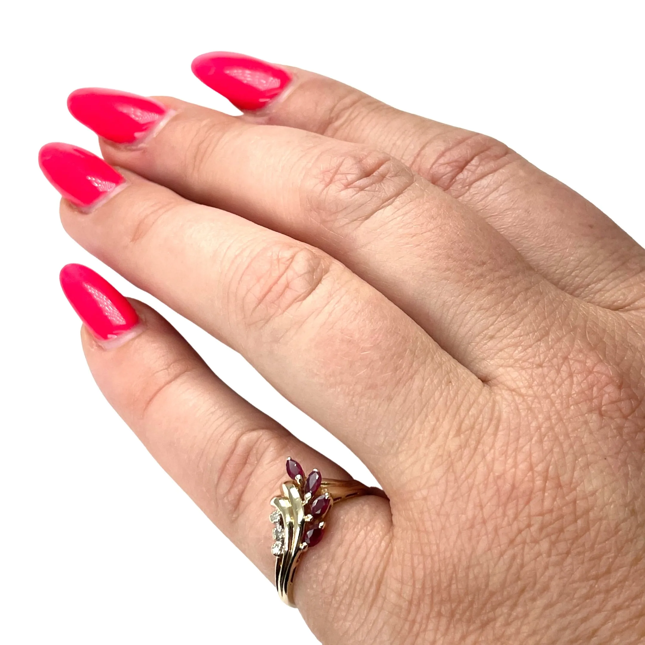 Yellow Gold Ruby and Diamond Ring (Authentic Pre-Owned)