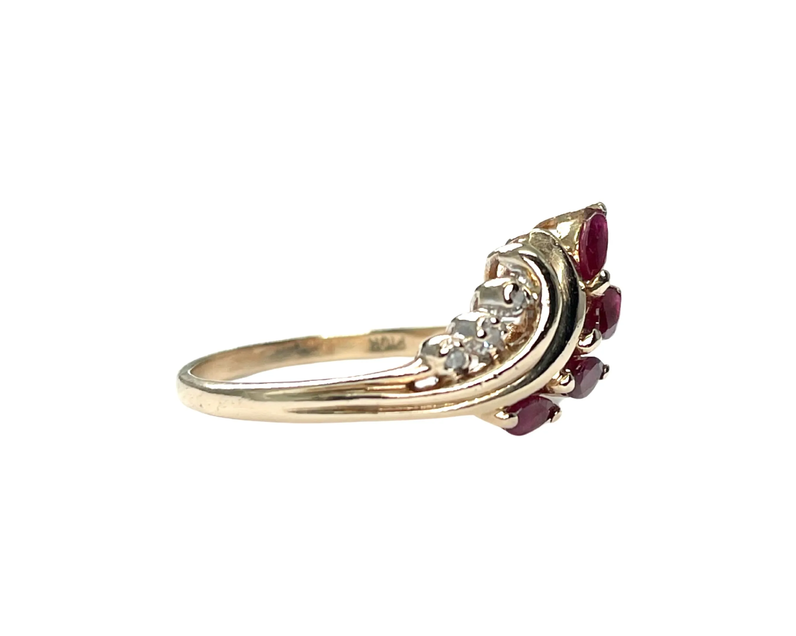 Yellow Gold Ruby and Diamond Ring (Authentic Pre-Owned)