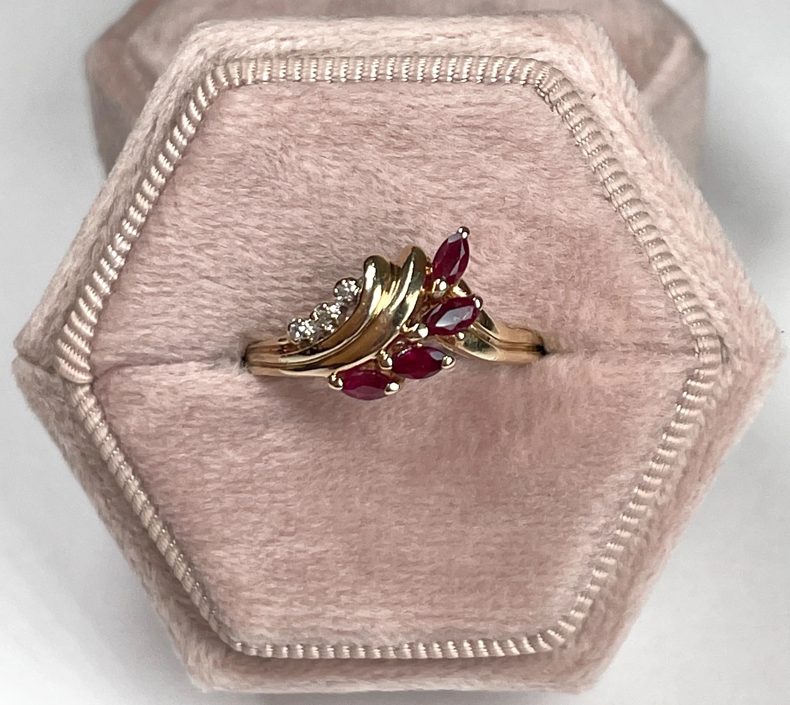 Yellow Gold Ruby and Diamond Ring (Authentic Pre-Owned)