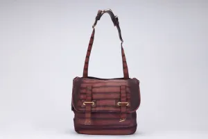 Yves Saint Laurent Besace (191839 491403) Burgundy Croc Embossed Shoulder Bag with Dust Cover
