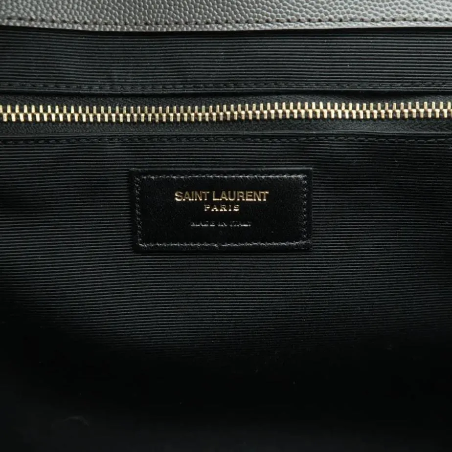 YVES SAINT LAURENT Large Envelope Chevron Leather Shoulder Bag Gray