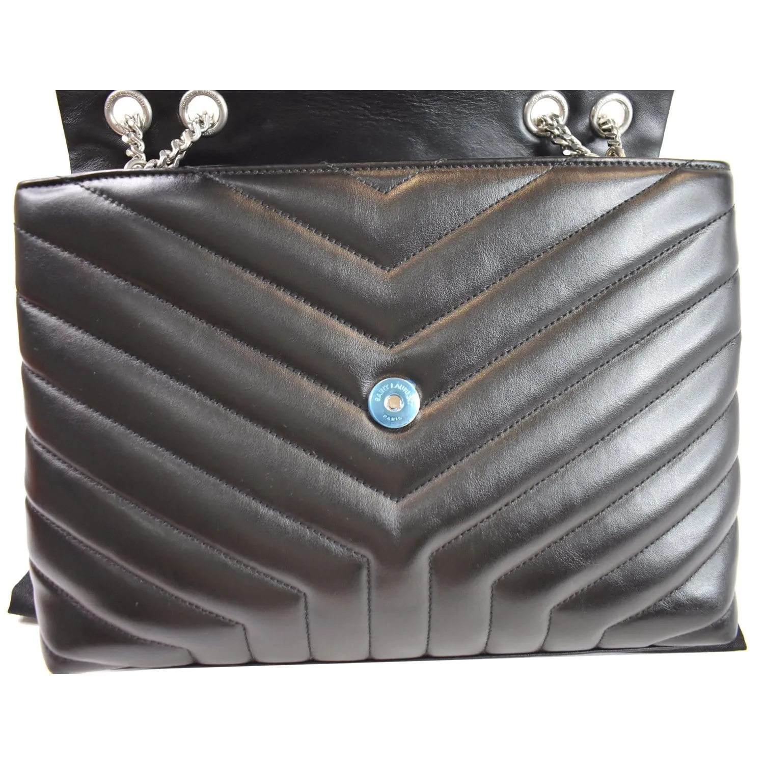 YVES SAINT LAURENT Medium Loulou Calfskin Matelasse Chain Shoulder Bag Black