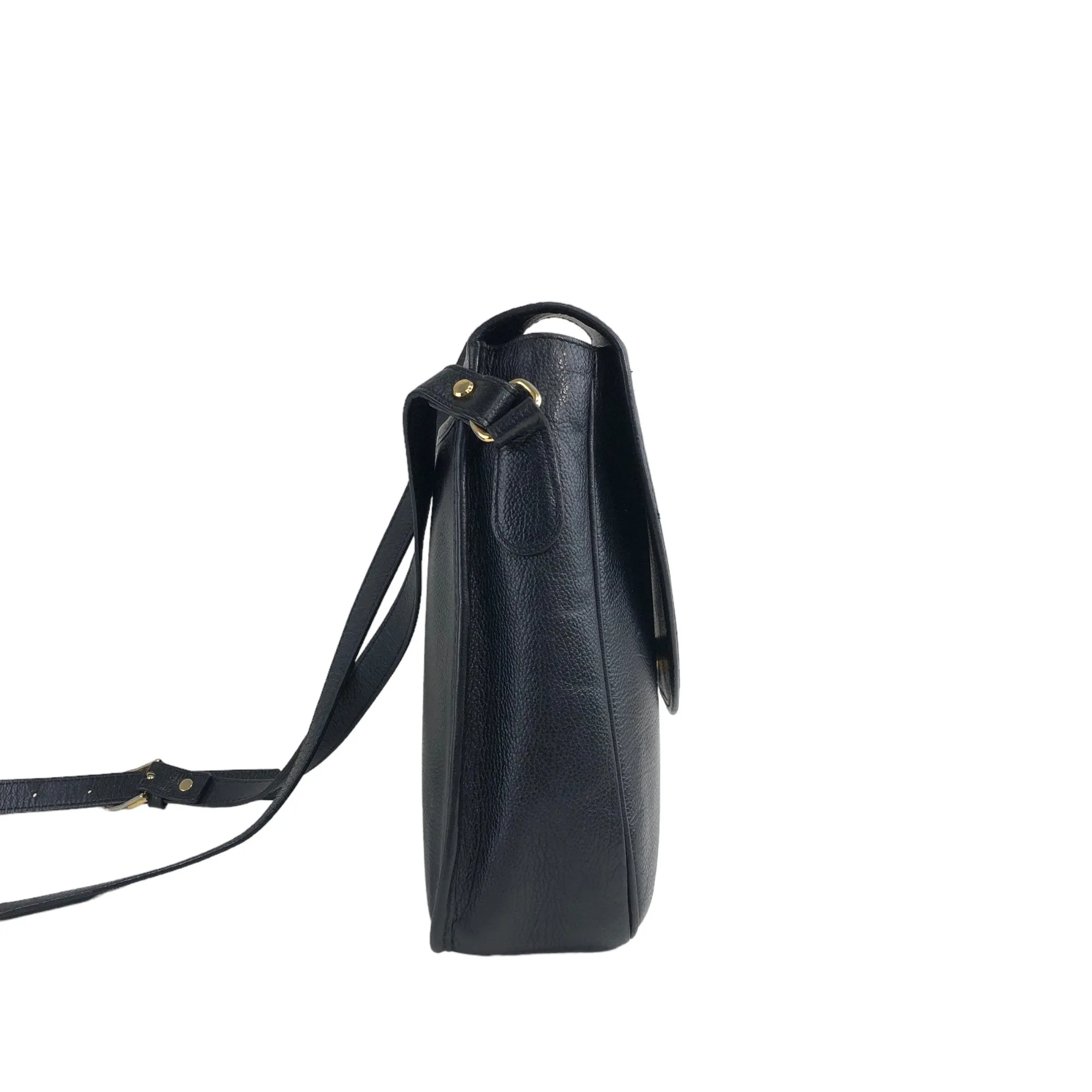 Yves Saint Laurent YSL Logo Stitch Leather Shoulder bag Black Vintage gscvrw