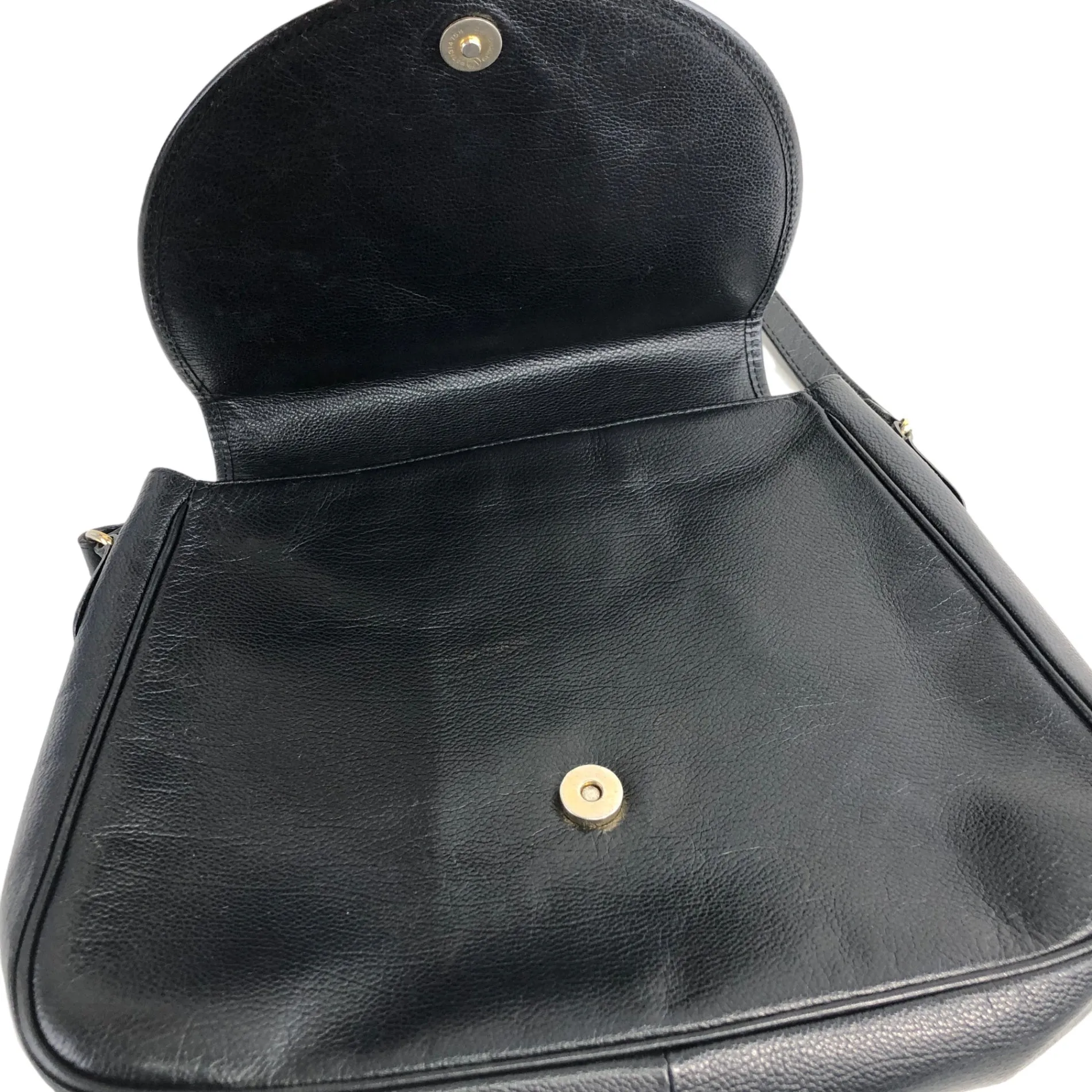 Yves Saint Laurent YSL Logo Stitch Leather Shoulder bag Black Vintage gscvrw