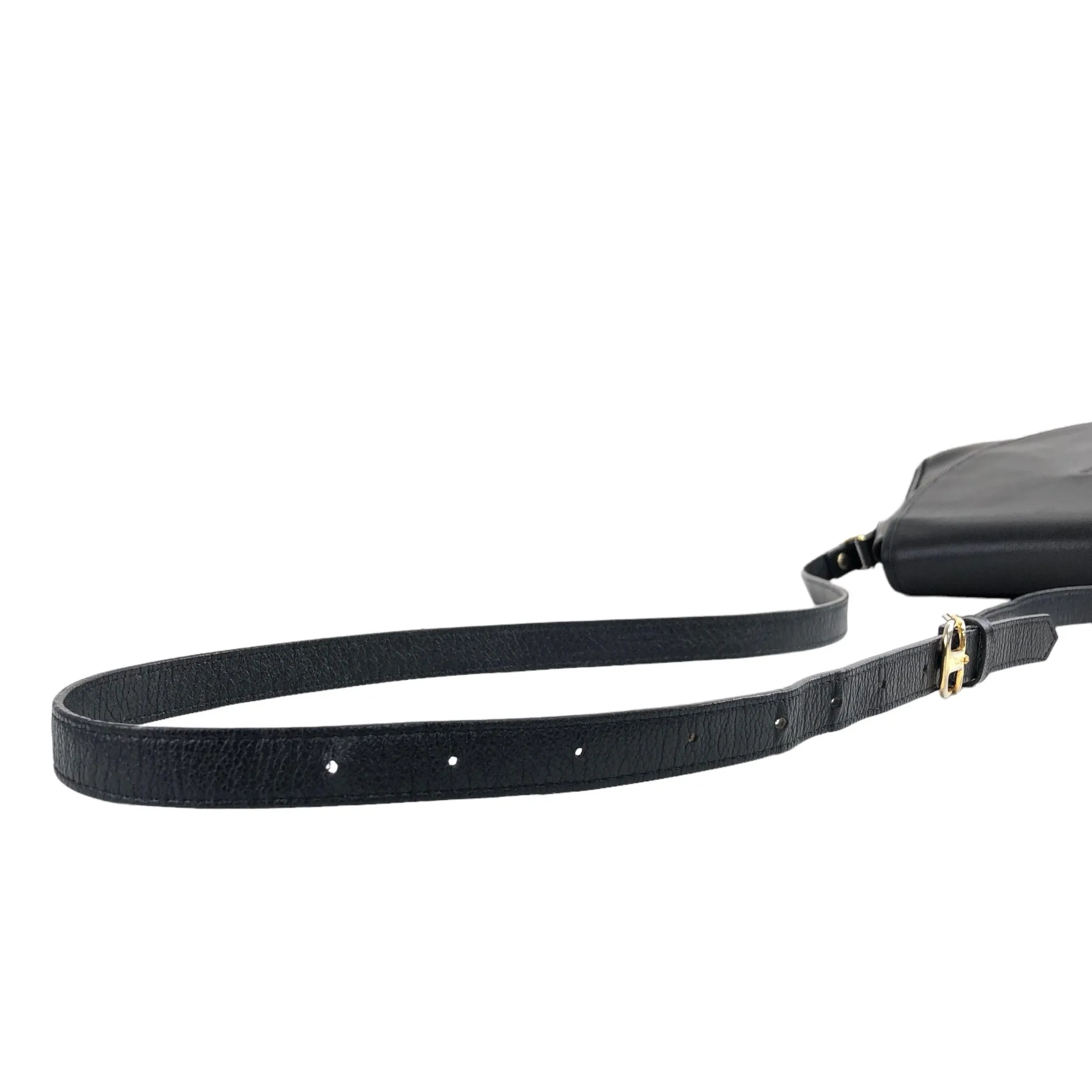 Yves Saint Laurent YSL Logo Stitch Leather Shoulder bag Black Vintage gscvrw
