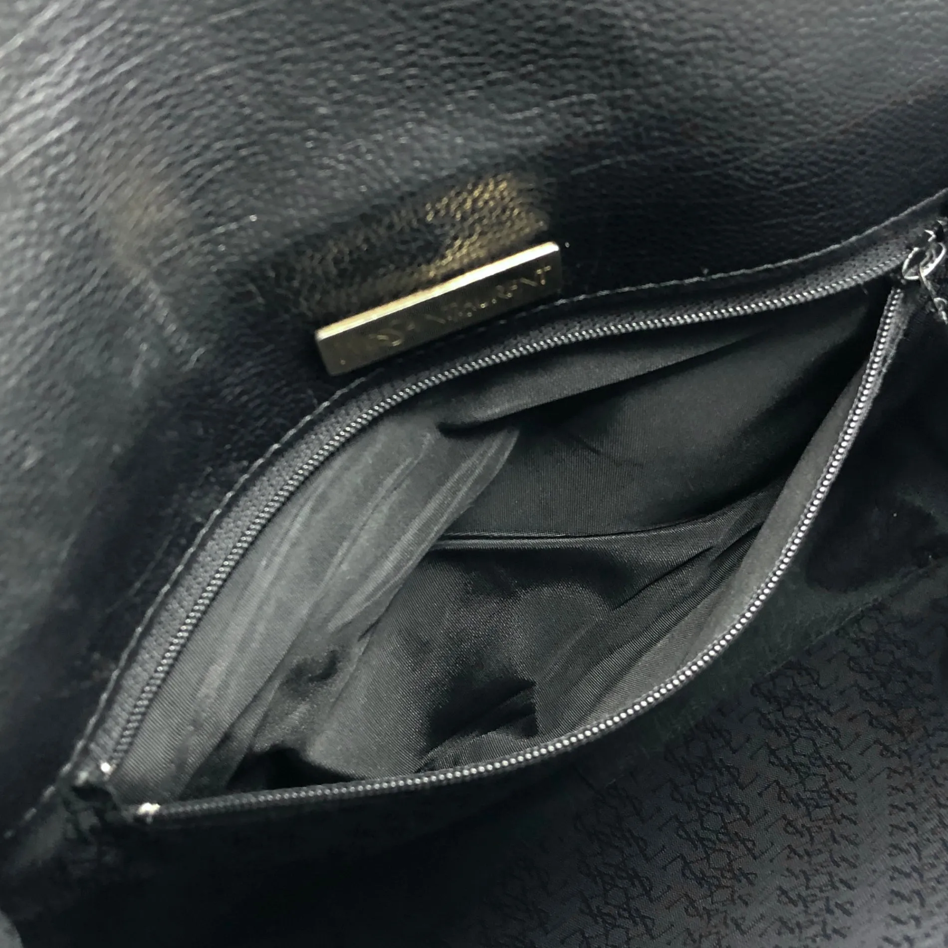 Yves Saint Laurent YSL Logo Stitch Leather Shoulder bag Black Vintage gscvrw