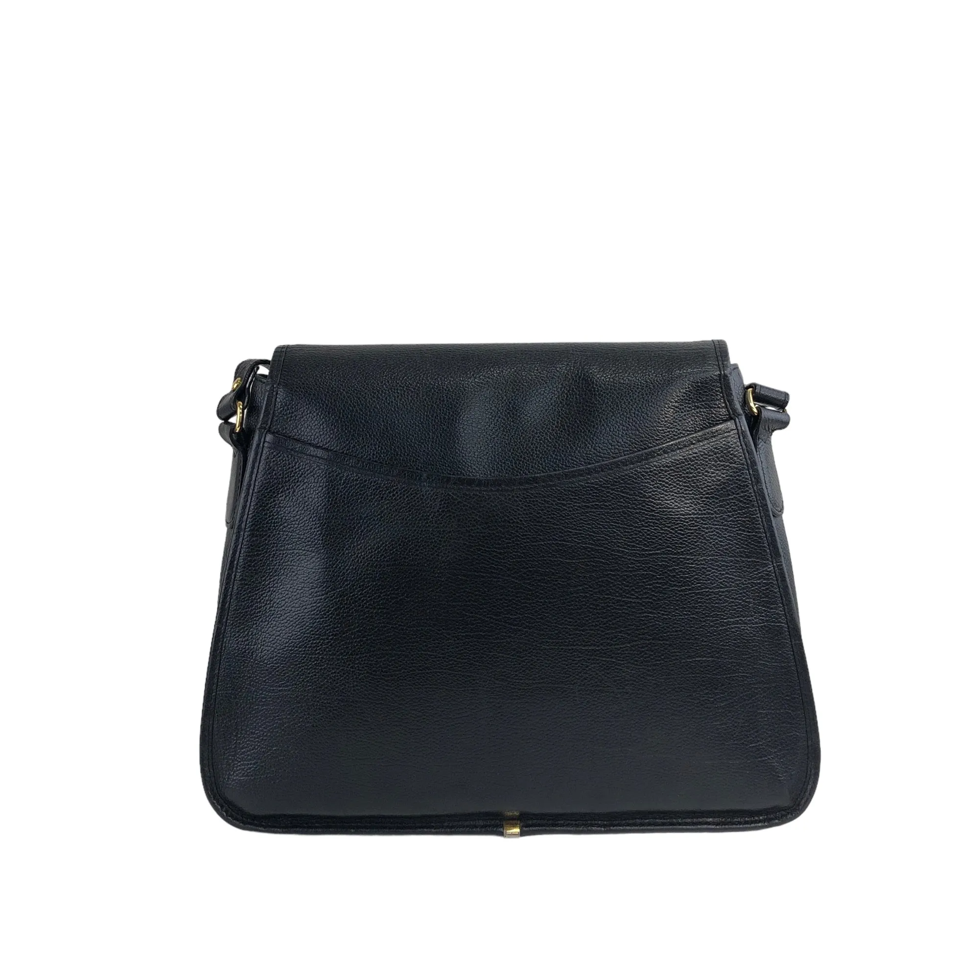 Yves Saint Laurent YSL Logo Stitch Leather Shoulder bag Black Vintage gscvrw