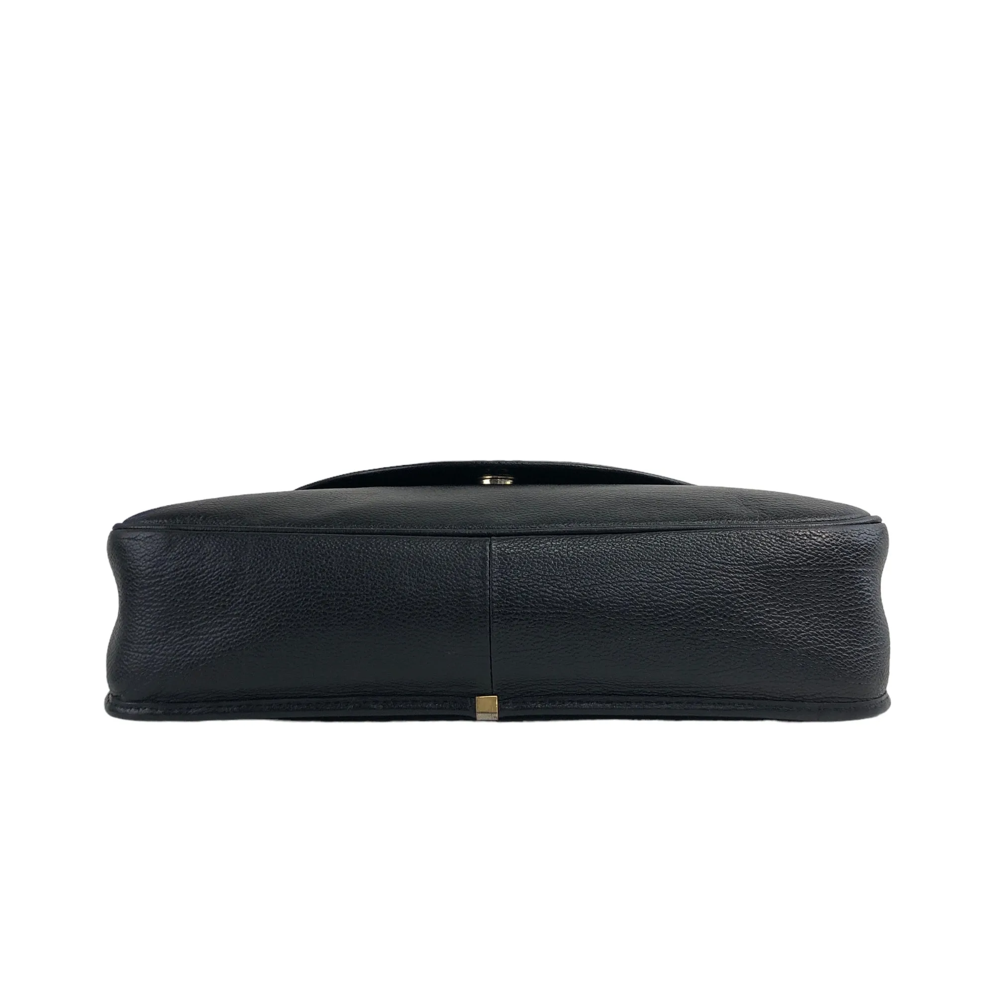 Yves Saint Laurent YSL Logo Stitch Leather Shoulder bag Black Vintage gscvrw