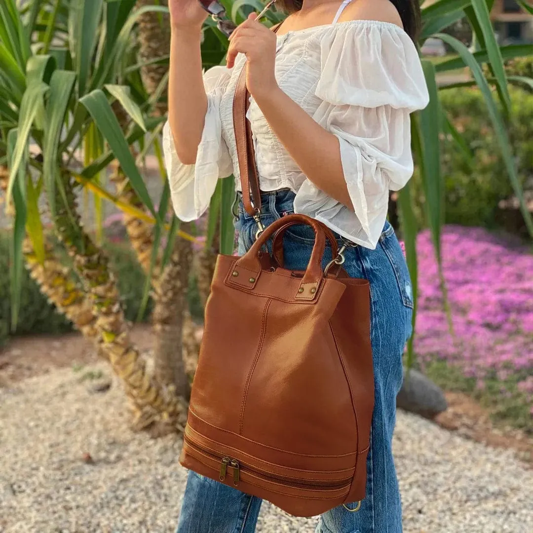 Zoey Handmade Leather Bucket Bag