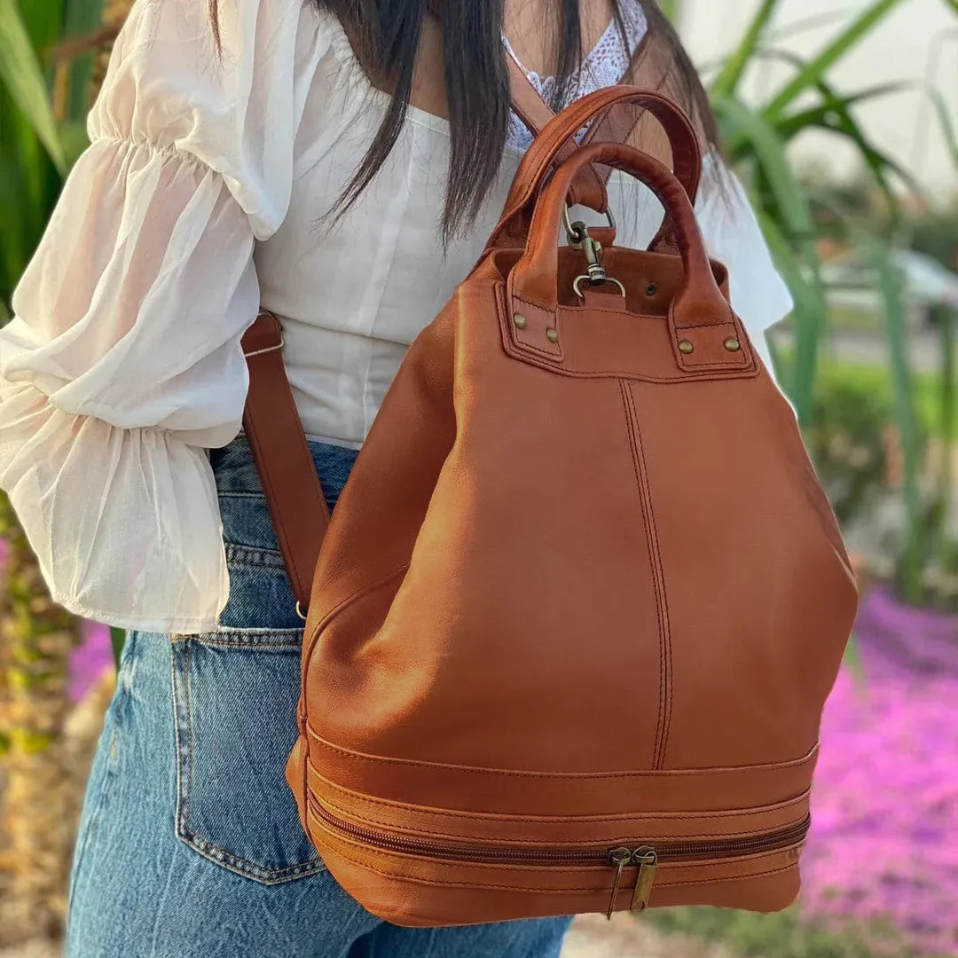 Zoey Handmade Leather Bucket Bag