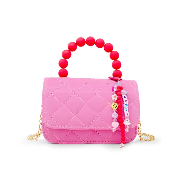 Zomi Gems Pearl Handle Message Charm Handbag For Kids -  Hot Pink